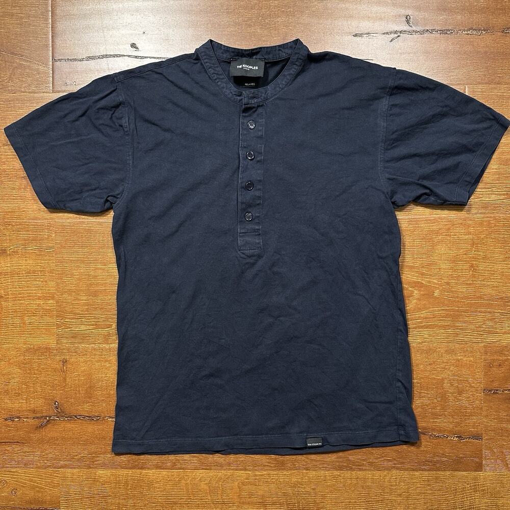 The Kooples Henley T Shirt Mens XS Navy Blue Classic Fit Short Sleeve Retro City